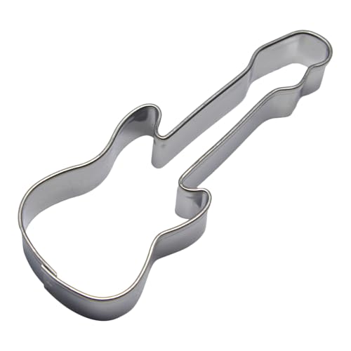 BekkiB - Cortador de galletas 'Guitarra eléctrica' - aprox. 6,7 x 2,5 cm - Cortador de acero inoxidable apto para lavavajillas - Para hornear galletas - 7825