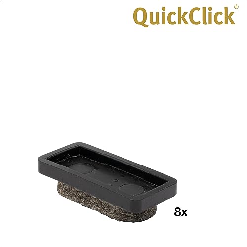 Wagner QuickClick® Filzgleiter Möbelgleiter Stuhlgleiter - 8er-Set Ersatzgleiter austauschbar - Wollfilz Ultrasoft - 32 x 15 mm für Basis 32 x 15 mm - Made in DE - 15955100, Schwarz/Grau