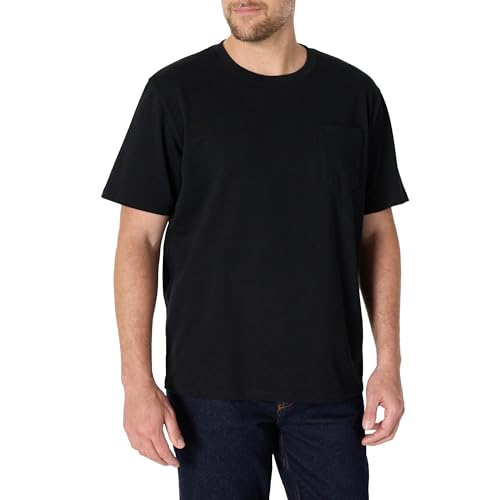 Amazon Essentials Camiseta Holgada de Algodón de Alto Gramaje con Bolsillo en el Pecho Hombre, Negro, L