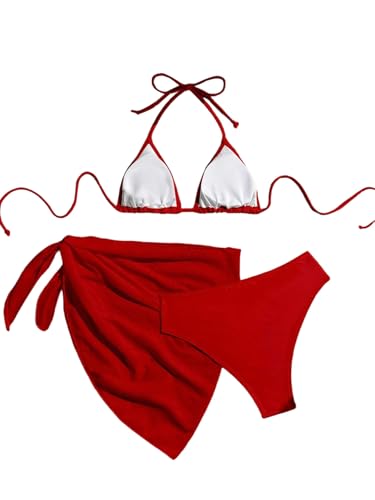 Bikini triangle 3 pièces avec haut dos nu et bas à nœuds GORGLITTER