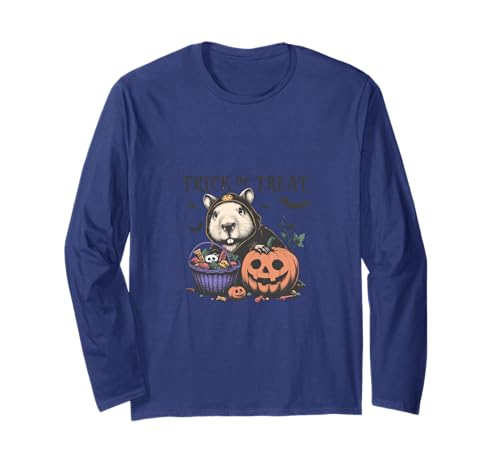 Lustiges Capybara Halloween Shirt Cute Cappy Trick or Treat Langarmshirt