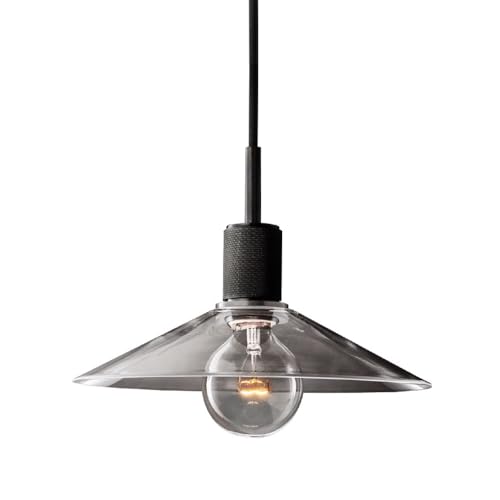 Éclairages de plafond à LED ronds avec suspension en verre et cuivre style industriel