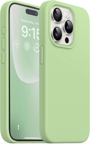 Image of DIZORO Compatible for iPhone 15 Pro Max Case 6.7, Slim Liquid Silicone 3 Layers Full Covered Soft Gel Rubber Phone Case Protective Cover 6.7 Inch - Matcha Green.