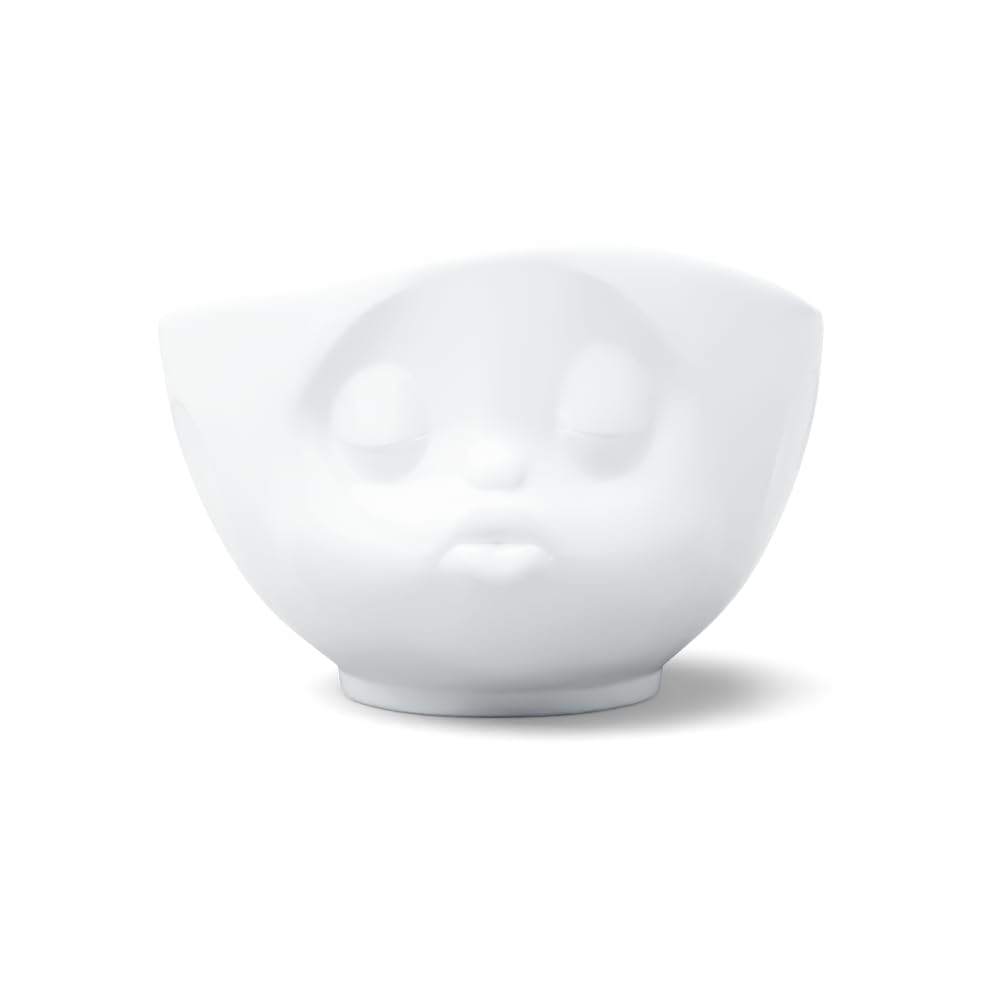 TASSEN Porcelain Bowl, Kissing Face Edition, 16 oz. White, (Single Bowl) for Serving Cereal, Soup