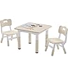 Kids table and 2 chairs set height adjustable toddler table and chairs set with graffiti desktop 236l x 236w children activity table for daycare classroom home  urban country home decor