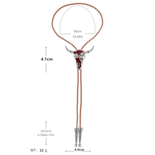 Image of Jeilwiy Bolo Tie for Men Western Cowboy Tie Necklace Gold Bolo Tie Leather Necktie Halloween Tie Accessories for Women