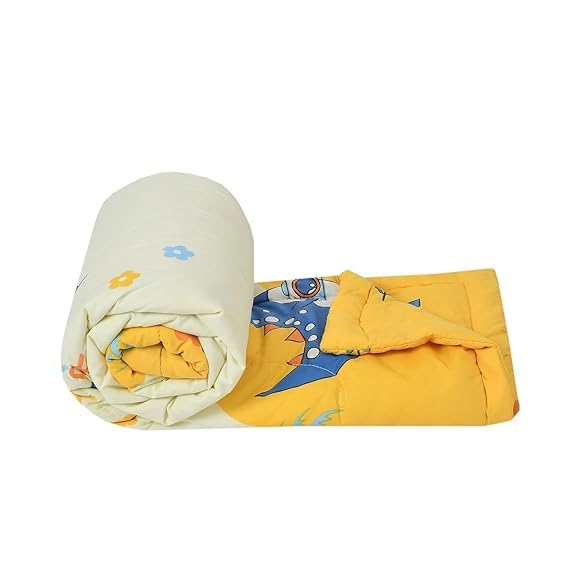 Blenzza Deco™ Glace Cotton Single Bed Reversible Babies 1 Kids Comforter & 1 Single Flat Bed Sheet with 1 Pillow Cover (Design 3) (0 to 8 Years)
