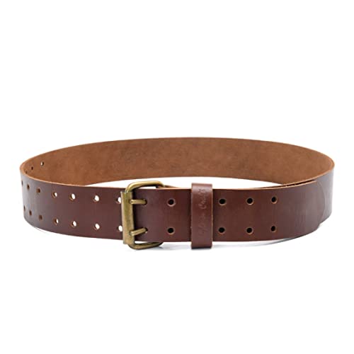 Style N Craft 2" Wide Full-Grain Leather Work Belt, Durable and Rugged Belt, Dark Tan (98052)