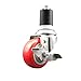 Service Caster Brand 3.5 Inch 316 Stainless Steel Light Duty Expanding Stem Caster Wheel Red Polyurethane Wheel and 1-7/8? Stem ? 300lbs./Caster?Swivel Caster with Locking Brake