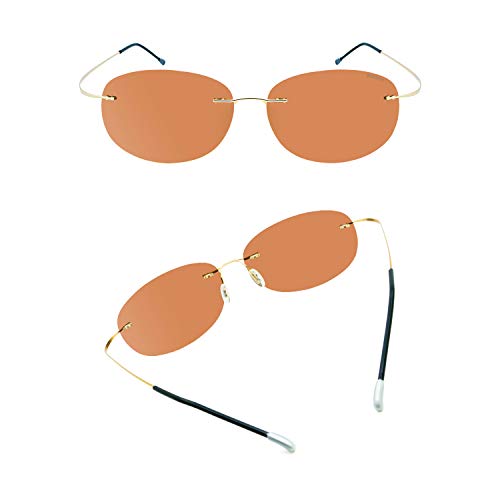 Image of RONSOU Ultralight Rimless Polarized Sunglasses for Men Women Vintage Titanium Frameless Colorful Fashion Shades