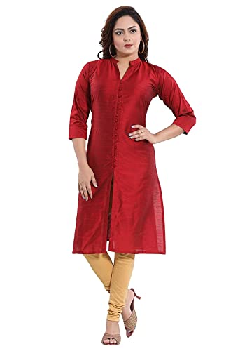 Image of DREAM & DZIRE Women's Silk Blue Straight Kurti for All Plus Size and Small Size