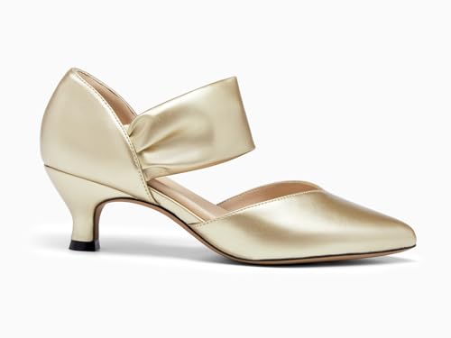 Image of Coutgo Womens Low Kitten Heel Dress Shoes Pointed Toe Slip on Ankle Strap Cutout Elegant Party Wedding Pumps