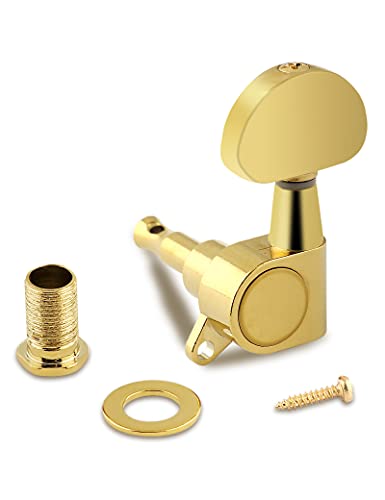 Bogart Sealed Guitar String Tuning Pegs Tuning Machines Grover Machine Heads Tuners Tuning Keys 3 Left 3 Right For Acoustic Guitar Or Electric Guitar Half Round Head Gold #TOP2