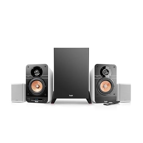 Teufel Ultima 25 Active Surround 4.1 system dźwiękowy z bezprzewodowym subwooferem i satelitą, aktywne głośniki regałowe z Bluetooth i wbudowanym odbiornikiem AV, Dolby Audio, DAB+, HDMI ARC CEC