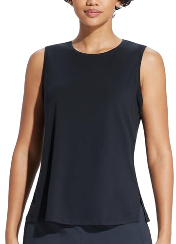baleaf Workout Tank Tops for Women Sleeveless Athletic Top Loose Fit Running Shirts High Neck Yoga Gym Clothes