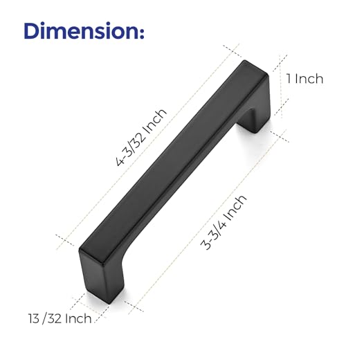 Image of Ravinte Matte Black Kitchen Cabinet Handles 3-3 /4 Inch Pulls 25 Pack | Solid Zinc Alloy , Smooth Design, Screws Included, Square Pulls for Kitchen Drawers & Cupboards
