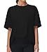 THE GYM PEOPLE Women's Casual Oversized T-Shirts Summer Crewneck Short Sleeve Workout Basic Tee Tops Black