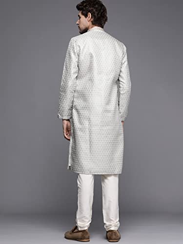 Image of Manyavar Men's Jacquard Self Patterned Kurta Pyjama Set (2pcs)