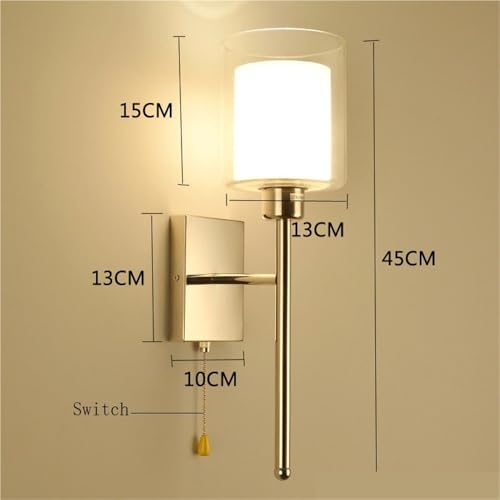 Lámpara de pared dorada con doble tulipa de cristal de alta calidad para pasillos 6