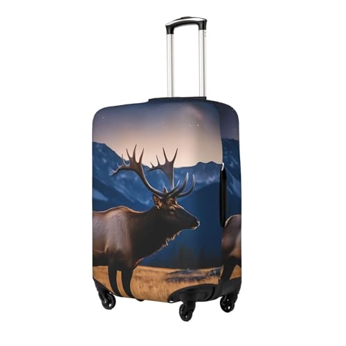 Elk In The Meadow Elastic Travel Luggage Cover, Washable Spandex Suitcase Protector, Anti-Scratch Fits 18-32 Inch2