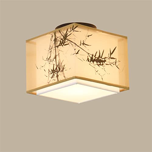 Plafonnier LED moderne avec abat-jour en tissu au design traditionnel