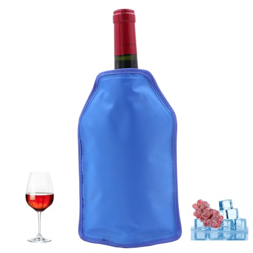 Wine Cooler Sleeve - Bottle Chill Ice Pack for Freezer - Vodka, Tequila Chiller Carrier - Christmas Holiday Gifts for Wine Lovers (Blue)