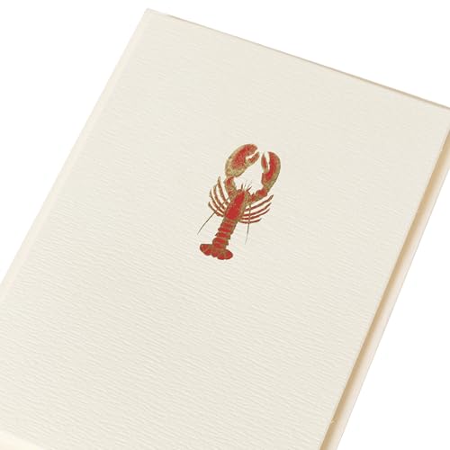 Image of Graphique Lobster Cards, Pack of 10 Cards with Envelopes, All Occasion Greetings, Blank Inside, Gold Foil Embossing, La Petite Press Collection Boxed Set, 3.25 inch x 4.75 inch