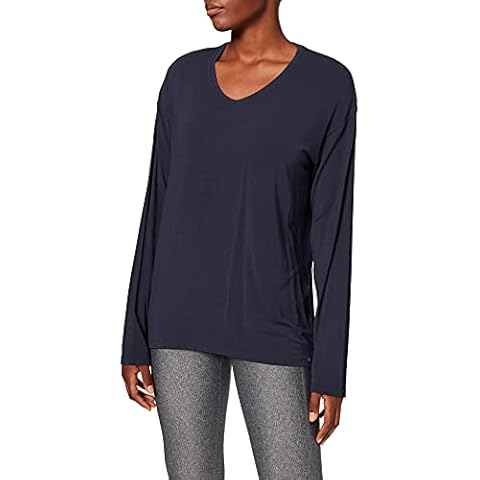 Schiesser Damen Mix & Relax Shirt 1/1 Arm Schlafanzugoberteil, Blau (Nachtblau 804), 44 Cover
