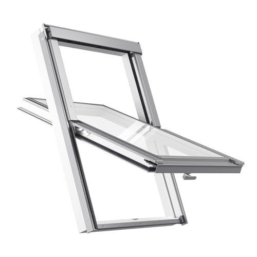 Set de fenêtres de toit pour VELUX Groupe | Fenêtre en plastique RoofLITE+ 66 x 118 cm | Fenêtre à double vitrage | Fenêtre à battant avec raccord...