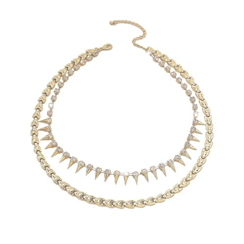 KONFEN Colliers à strass superposés pour femmes, collier ras du cou à pendentifs en strass étincelants, pendentif papillon vintage, bijoux boho pour les...
