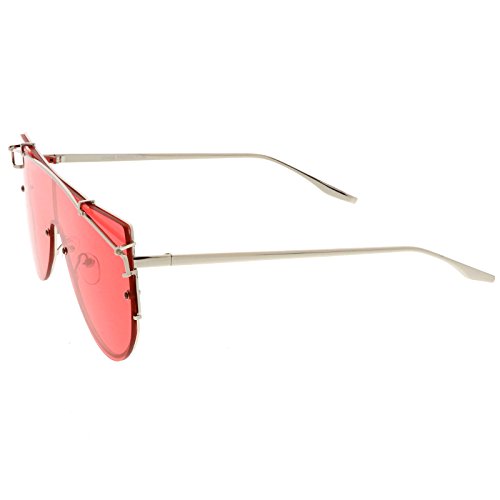 zeroUV Futuristic Rimless Metal Crossbar Colored Mono Lens Shield Sunglasses 62mm3