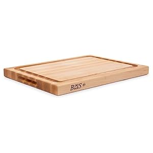 John Boos Boos Block CB Series Large Reversible Wood Cutting Board with Juice Groove, 1.5-Inch Thickness, 20″ x 15″ x 1 1/2″, Maple