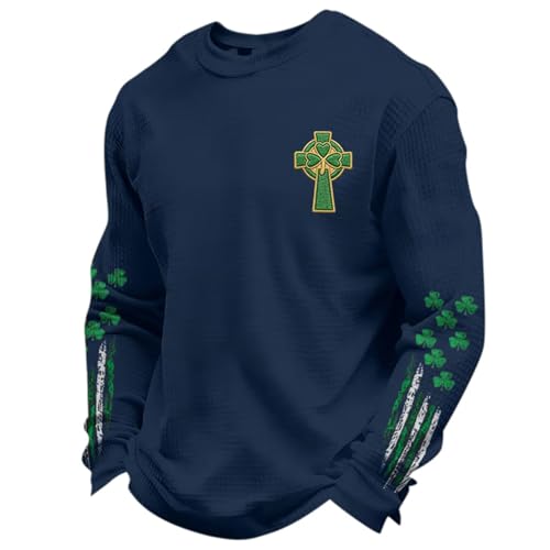 Camiseta de Manga Larga de Punto, cómoda y Casual, con Estampado patriótico para Uso Diario.