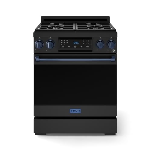 Image of Gordon Ramsay by THOR Kitchen 30 Inch Professional Gas Range with Tilt Panel Touch Control in Black /Navy Blue