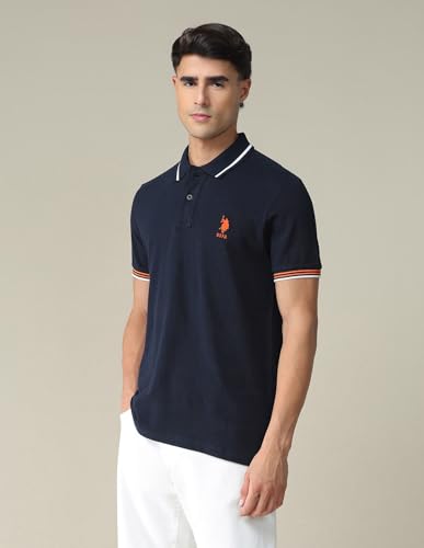 Image of U.S. POLO ASSN. Solid Slim Fit Polo T Shirts for Men - 100% Cotton, Half Sleeves Mens Tshirt