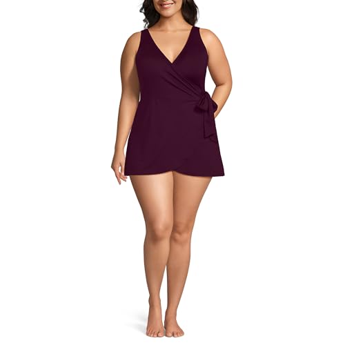 Lands' End Women's Side Tie Mini Swim Dress Swimsuit