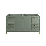 James Martin Vanities 305-V60D Chicago 60" Free Standing or Wall Mounted Double Basin Poplar Wood Vanity Cabinet Only - Smokey Celadon