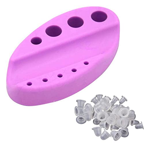 Hipifans Tattoo Ink Cups Holder & 20pcs Tattoo Ink Caps, Cotton Swabs Ink Cup Holder for Tattooing, Pigment Organizer Tattoo Pen Holder Microblading Supplies (Pink)