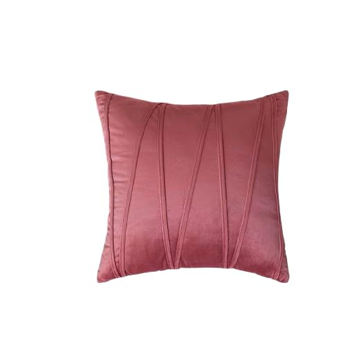 Image of Amazon Brand - Umi Decorative Striped Throw Pillow Covers 14 X 14 Inch,Soft Solid Velvet Pillow Covers Cushion Case with Zigzag Pattern for Sofa Bedroom 35 X 35 Cm (Pack of 2) Blush
