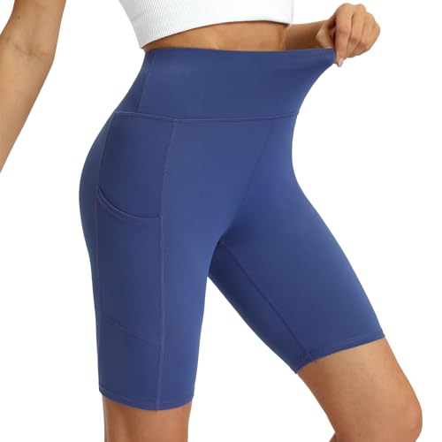 Women's High Waisted Biker Shorts 5 Pack - Tummy Control Yoga Workout Shorts with Pockets3