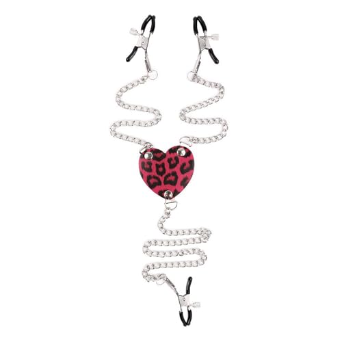 Pinzas Pezones Eróticos para Mujeres Pinza Ajustable para Clitoris Pinzas para Pezón con Cadena Juguetes Sexuales BDSM Extremo Pinzas Parejas Adultas para Pezones (Rose red)