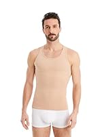 FINN Shapewear Herren Kompressionsshirt – Bauch-Weg Unterhemd & Body-Shaper Männer – Ärmelloses Tank-Top aus Baumwolle für flacheren Bauch und bessere Haltung Hautfarbe Nude L