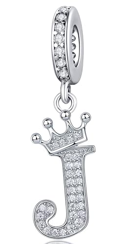 Silver Letter Charm Fit for Pandora Charms Bracelet Alphabet Initial Crown Charms Beads Jewelry Gifts for Women