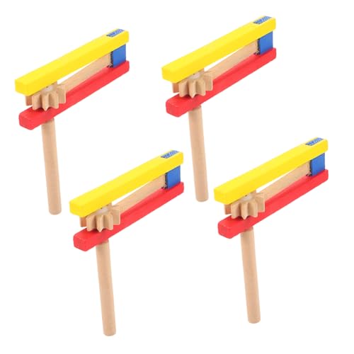 OFFSCH Musical Instrument Castanet 4pcs Wooden Castanet Clapper Long Handle for Children's Music Education