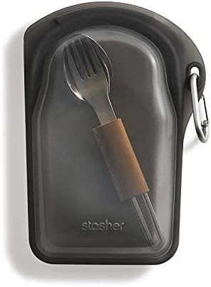 Stasher Snack Bag (Amethyst) | Reusable Freezer Bags For Travel and Food Storage, Silicone Zip Loc Bag | 21cm x 14cm x 1.3cm / 290ml
