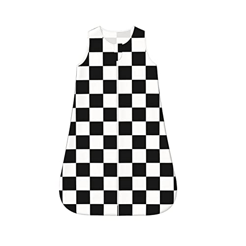 Image of OLGCZM Black White Checkered Baby Unisex Baby Cotton Sleeveless Wearable Sleeping Bag, Sack, Blanket, 6-12 Months Medium