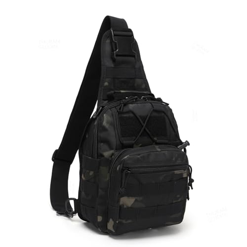 Thuram Mochila tática ao ar livre, bolsa esportiva militar, bolsa de ombro para aventuras diárias e ao ar livre, Camoblack, 8L