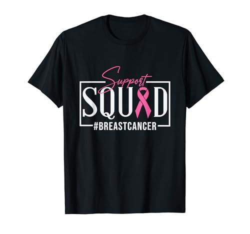 T-shirt Support Breast Cancer Awareness Squad Ribbon Pink, Preto, S