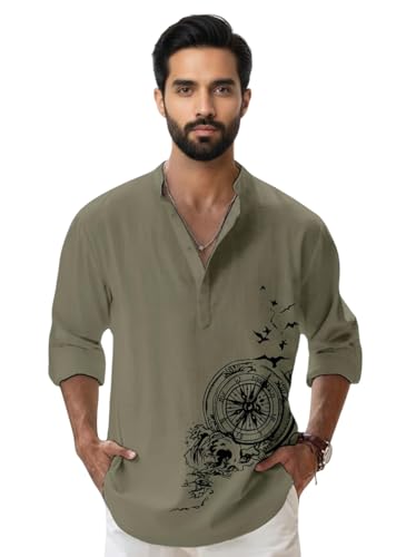 Image of Amazon Brand - INKAST Men's Cotton Blend Mandarin Collar Regular Fit Full Sleeve Casual Short Kurta