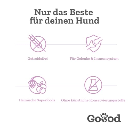 Goood - Senior Freiland-Pute - Nassfutter, Hundefutter - mit nachhaltiger Forelle, regionalem Gemüse und Beeren - Getreidefrei, Glutenfrei, Weizenfrei, Ohne Konservierungsstoffe - 6 x 400 g